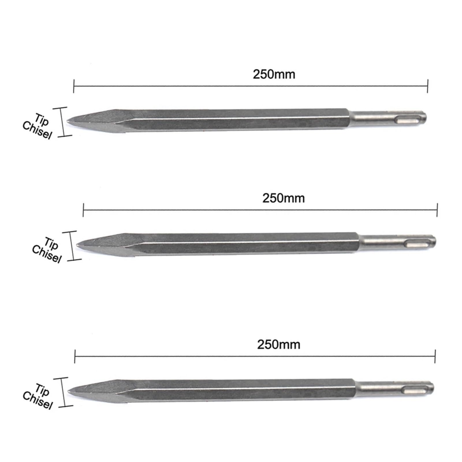3 Pezzi/Set scalpello Esagonale a Punta Piatta scalpello Martello a percussione Punta for Muro di Cemento utensile Manuale for scalpello Martello Elettrico(1 1 1)