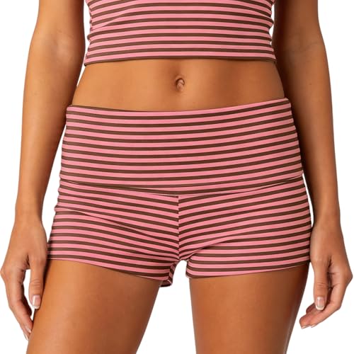 Image of KMBANGI Womens Fold Over Shorts Elastic Waist Y2k Lounge Shorts Foldover Cute Pajama Micro Bottoms Mini Shorts Sleepwear