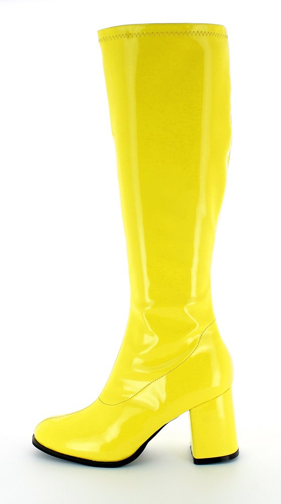 Das Kostümland Gogo Damen Retro Lackstiefel - Tolle Schuhe zur 70er 80er Jahre Disco Hippie Mottoparty - SCHMALER SCHAFT