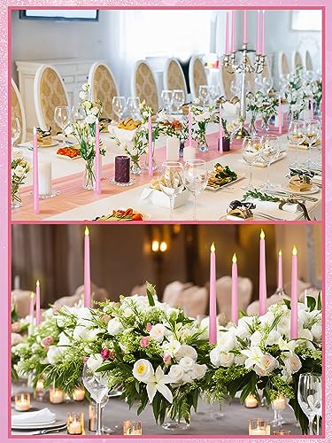 Image of Funtery 48 Pcs Flameless LED Taper Candles Battery Operated Candles Bulk Realistic LED Candlesticks Flickering for Wedding Church Party Home Decor(Pink,11 Inch,Classic Style)