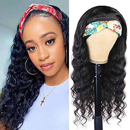 Loose Deep Wave Headband Wigs Human Hair Brazilian Virgin Hair Glueless Deep Wave Wigs for Black Women 20 Inch
