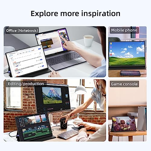 docooler Tragbarer Monitor 1080P 18,5 Zoll IPS-Bildschirm Auflösung 1920 x 1080 mit Anschlüssen Typ C/HD / 3,5 mm breit kompatibel mit Laptop Tablet Telefone – Bild 4