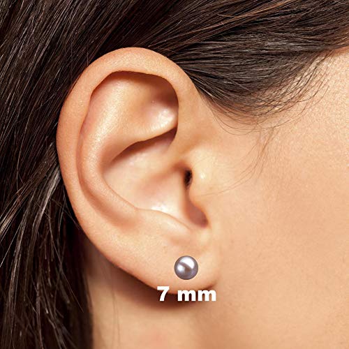 Lavender Cultured Pearl Earrings Stud Aaa 6Mm Freshwater Cultured Pearls Earrings Gold Plated Settings - Orien Jewelry #TOP1