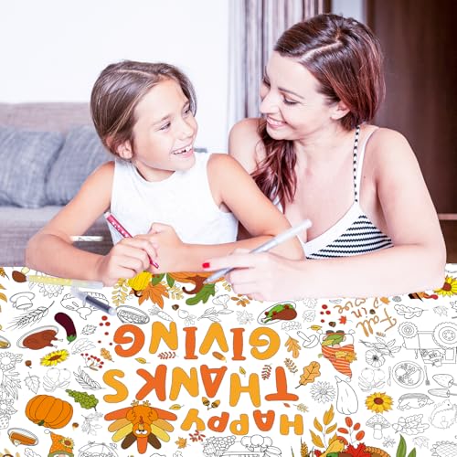 Tbsone THANKSGIVING-TABLECLOTH-A Fall Thanksgiving Party Decorations: 72 X 35 Inch Giant Coloring Posters For Kids, Thanksgiving Crafts, Games & Activities, Tablecloths, Banners, & Party Favors – Perfect For Kids & Adults thumb #4