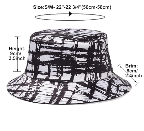 Image of Quanhaigou Bucket Hat for Men Women,Packable Reversible Printed Sun Hats,Fisherman Outdoor Summer Travel Hiking Beach Caps