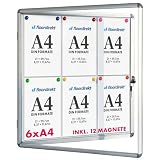 Floordirekt | Panneau d'affichage en aluminuim, vitrine d'affichage avec serrure à clé | Panneau arrière magnétique - Porte avec serrure - Cadre en aluminium | 24 aimants inclus| 6 x A4