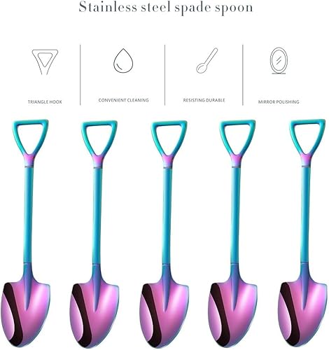 Miniatura 8 de Paquete de 10 cucharas expreso Demitasse en forma de pala, mini cucharas de café de acero inoxidable de 4.7 pulgadas, cucharas pequeñas para