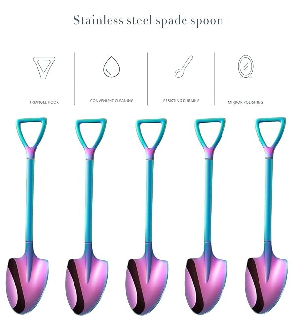 20 Pack Stainless Steel Mini Coffee Spoons, 4.7 Inches Shovel Shape Demitasse Spoons for Dessert, Tea, Appetizer, Party Supplies Rainbow by SZLFSX - Image 3