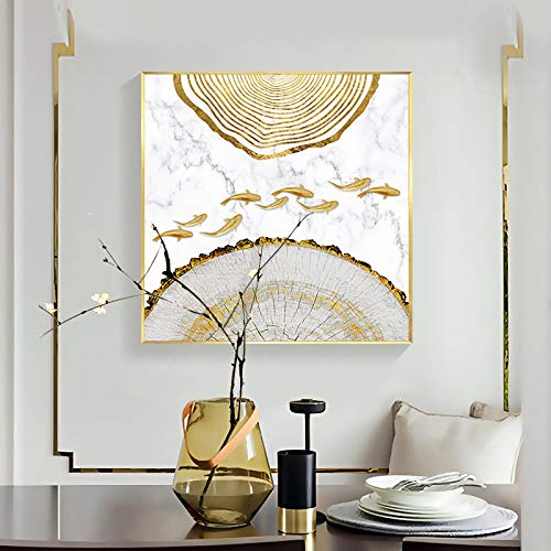 Affiche abstraite Golden Deer Fish toile décoration maison salon poster nordique 40x40