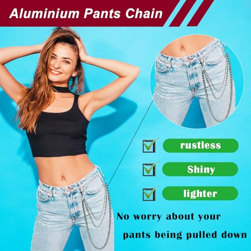 Punk Trousers Chain Hip Hop Pants Chain Pocket Chain Belt Chain Rock Jean Chain for Eboy and Egirl, Wallet Chains for Men and Women2