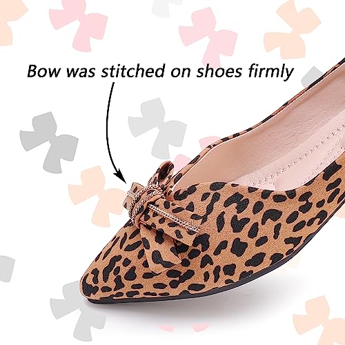 Pointed end Women Flat Shoes Classic Leopard Print Flat Shoes with Bow Decoration, Casual and Comfortable Flat Shoes4