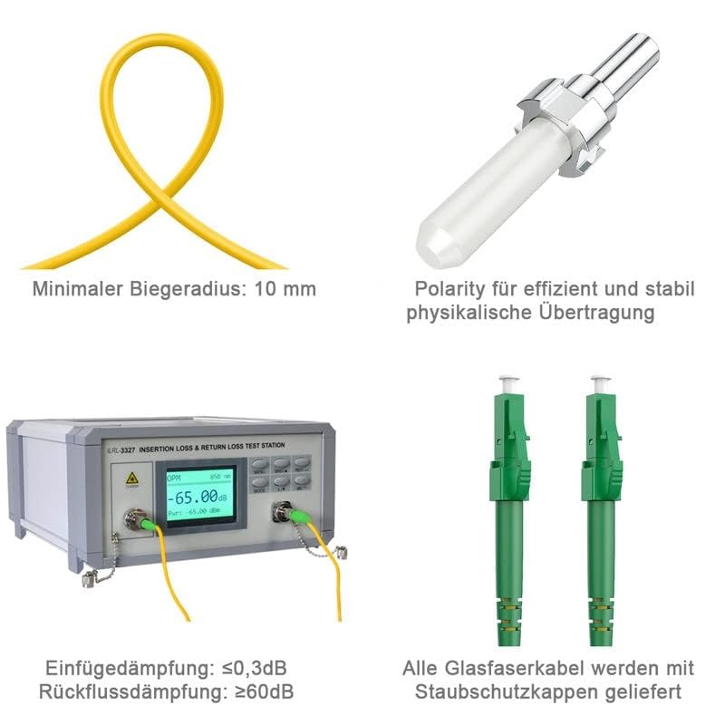 6. Bild von RamboCables LWL Simplex Patchkabel LC/APC - LC/APC, Singlemode OS2 Patchkabel 9/125 µm LSZH LWL Glasfaser-Kabel Gelb 60m 60m
