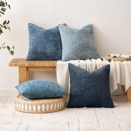 Image of MIULEE Decorative Coastal Blue Euro Sham Pillow Covers 26x26 Inch 2 Pack