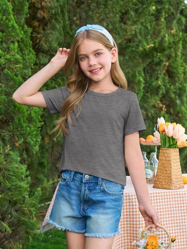 Image of Haloumoning Girls Short Sleeve T Shirts Kids Summer Crewneck Tops