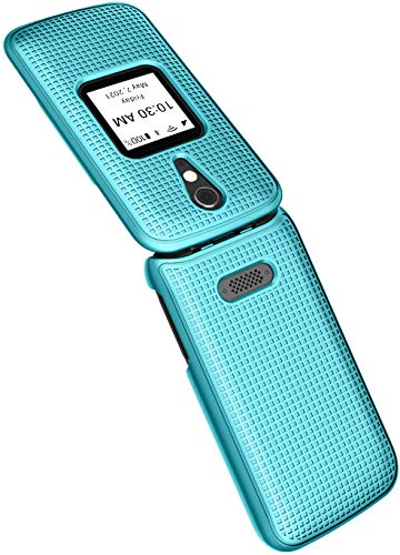 Nakedcellphone Case For Jitterbug Flip2, [Teal Mint Cyan] Protective Snap-On Hard Shell Cover [Grid Texture] For Jitterbug Flip 2 Phone (Aka Lively Flip) (4053Sj7) #TOP4