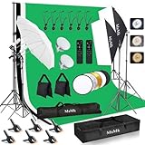[Upgraded LED Bulb] Photography Lighting Kit 8.5x10ft Photo Backdrop Support System and 6400K 85W LED Umbrellas Softbox Continuous Lighting Kit for Photo Studio and Video Shooting