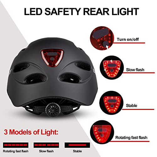 Exclusky Bike Helmet with Rechargeable USB Light, Urban Bicycle Commuter Helmet Men Adult Cycle Helmet Women 54-58cm/58-62cm - Image 4