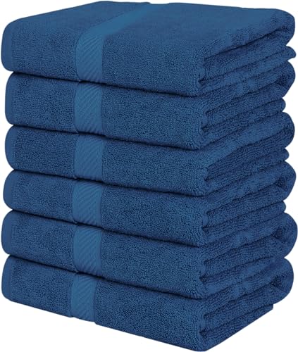Utopia Towels 6 Pack Medium Bath Towel Set, 24 by 48 Inches, 500 GSM 100% Ring Spun Cotton, Lightweight and Highly Absorbent Quick Drying Premium Towels for Hotel, Spa and Bathroom, Navy