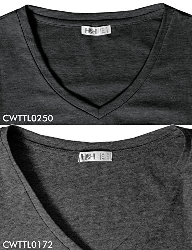 H2H Women Basic Fitted Soft Lightweight Long Sleeve Deep V Neck T Shirt Tee Charcoal US L/Asia L (CWTTL0250)