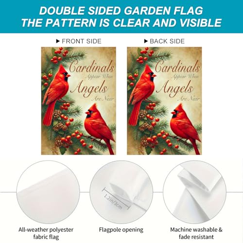 Image of BlissYard Christmas Red Bird Garden Flag 12x18 Inch Polyester