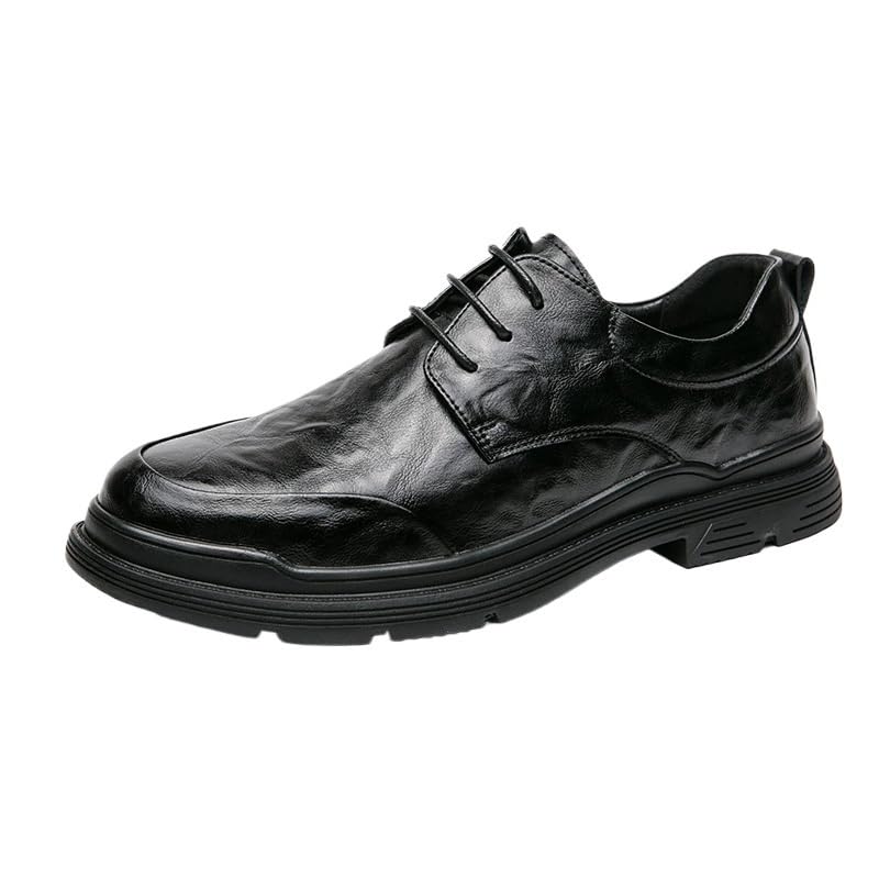Mens Lace-Up Business Casual Shoes British Style Soft Leather Flexible Sole Comfortable Footwear
