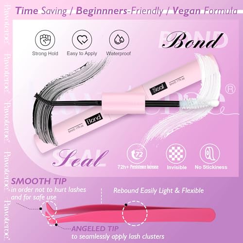 Image of Pawotence Lash Extension Kit DIY Individual Lash Clusters Kit Full 50D with Lash Bond and Seal and Lash Applicator, 9-16mm Clusters Eyelash Extension Kit at Home (Full 50D, 9-16mm, Kit)