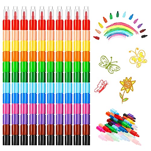 Coolon waskrijtstiften, kleurpotloden voor kleuters, Stapelbare kleurpotloden voor kinderen, 12 kleuren tekenen ​kleurpotloden voor kinderen schilderen cadeau kantoor schoolbenodigdheden (10 stuks)