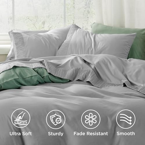 Image of Bedsure Queen Sheet Set - 4 Pieces Soft Queen Size Sheets - Breathable & Cooling - Hotel Luxury - Easy Care Polyester Microfiber Bedding for Women, Men, Grey