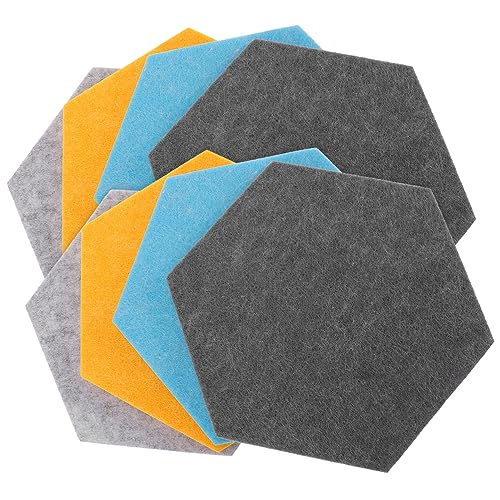ERINGOGO 8Pcs Hexagon Felt Board Decorative Wall Memo Board with Pushpins Thick Adhesive Felt Tiles for Home Office Decor Safe and Functional for Photos and Notes