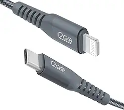 Cabo IPhone/Lightning + USB-C I2GO Certificado MFi 2m 3A Nylon Trançado Chumbo - I2GO PRO