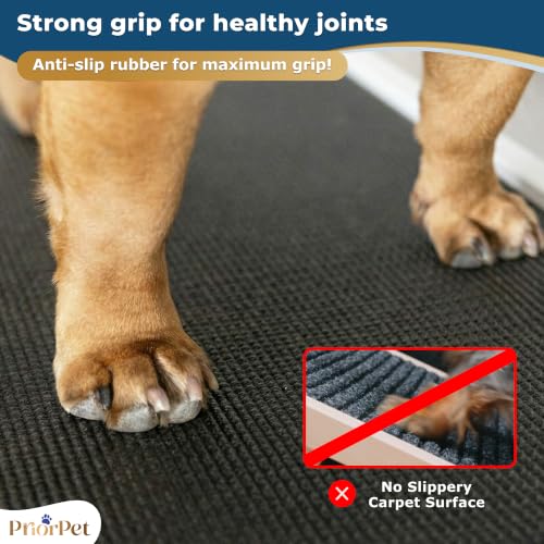 Image of Dog Ramp for Couch - Non-Slip, Sturdy Build Foldable Wooden Dog Ramp - Supports up to 200 lbs - 7 Adjustable Heights (14 inch-20.5 inch) - Enhanced Stability - Birchwood Pet Ramp for Small Dogs - White