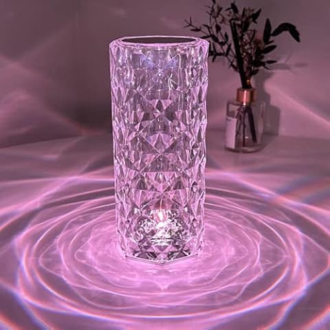 himmel LED Tischlampe aus Kristall Moderne Kreativität Rose Nachttischlampe Touch Lampe Dimmbar 16 Farben & 4 Modi Mit , Kristall Lampe RGB Farbwechsel Nachtlicht Cover