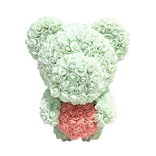 Navigatee Rose teddy bear,Wedding Rose Bear Bouquet PE Simulated Flower Bear Doll,402828cm