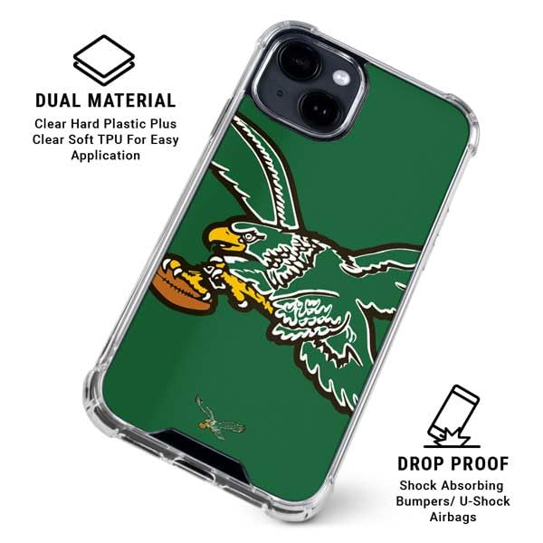 Skinit Clear Phone Case Compatible with iPhone 15 - Officially Licensed NFL Philadelphia Eagles Retro Logo Design