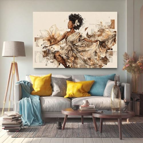 Peinture toile femmes africaines finition artistique journal collage decoration de qualite