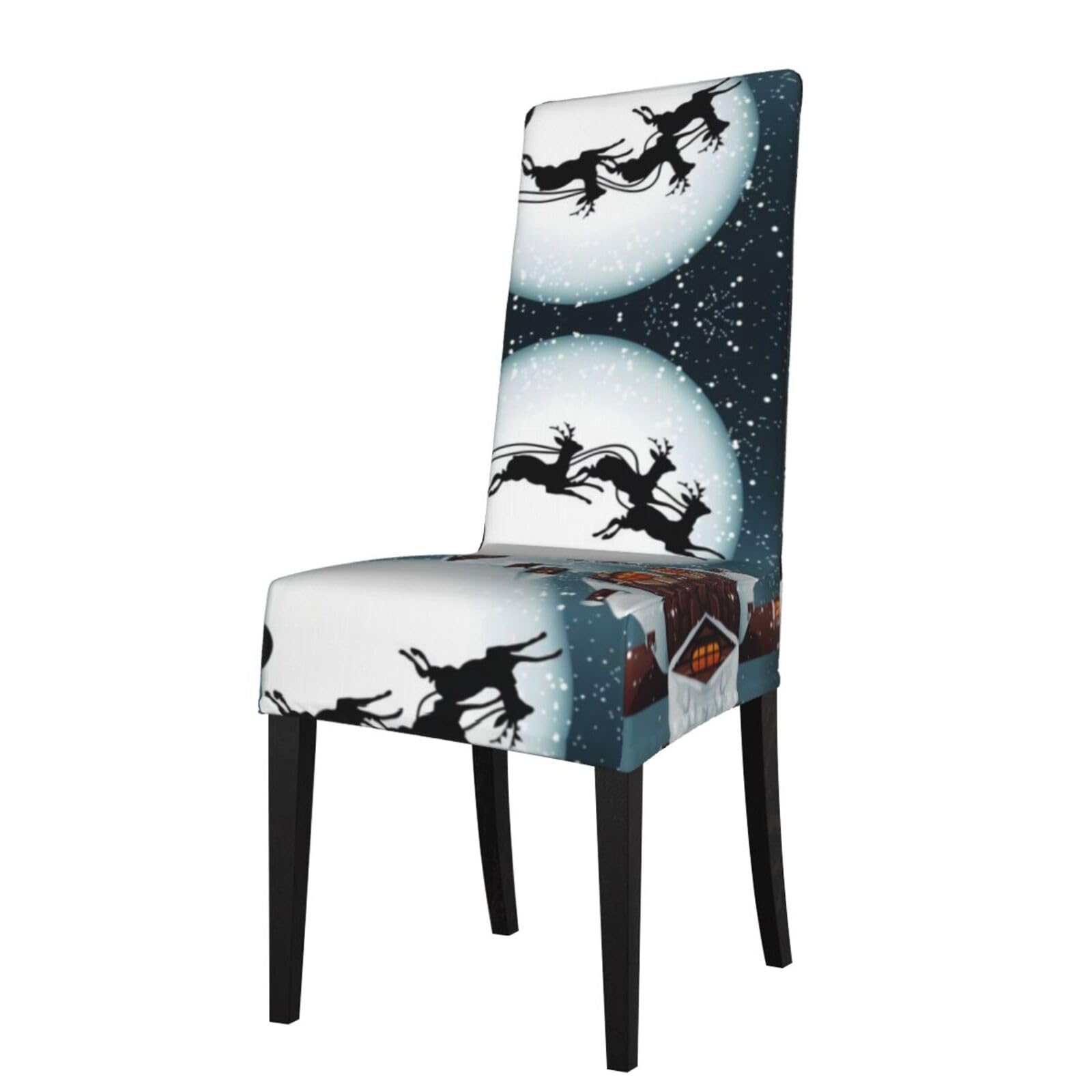 YYHWHJDE Christmas Deer Santa Claus Prints Protection Cover for Dining Chair – Stretchable Slipcovers for a Refreshing Dining Room Makeover