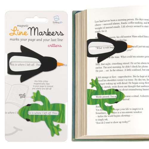 Gifts for Readers & Writers Linemarker Magnetic Bookmarks - Set of 2 | Page Holder Set | Book Holder Clips for Reading | Stylish Magnet Page Markers | Gift Idea for Readers, Book Lovers