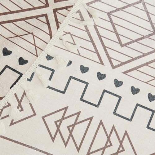 Image of Cortina Tablecloth for Dining Table Waterproof Table Cover, Cotton Linen Fabric Rectangle Tablecloth (Boho-Black, 6 Seater)