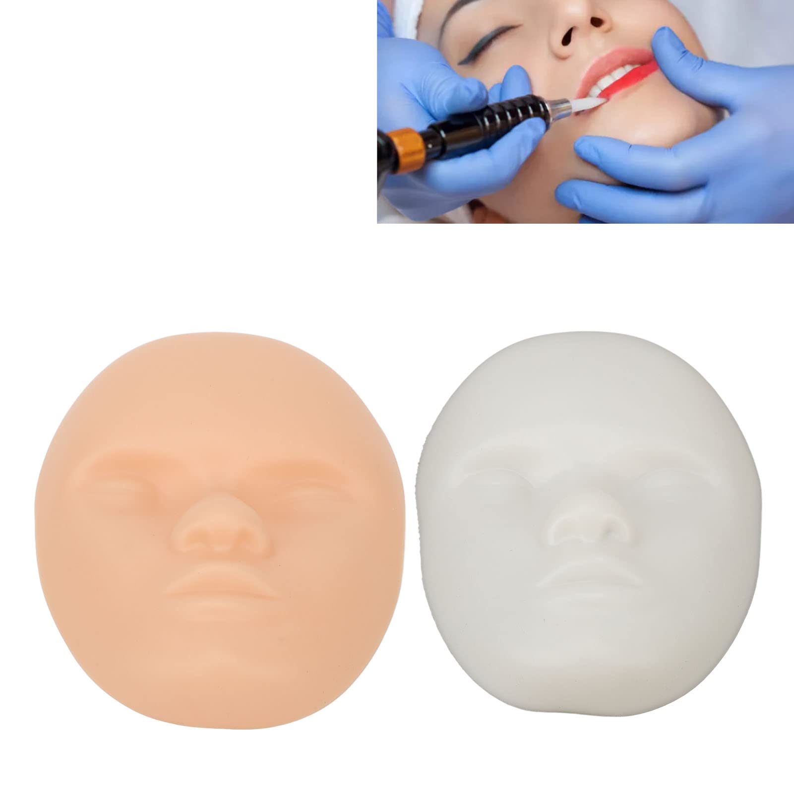Practice Skin Head, Training Skin Support Base, Silicone Fake Skin for Permanent Makeup Microblading Training Eyebrow Lip Tattooing Practice Model