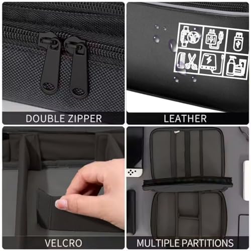 Image of Aliens 2.0V Double Layer Gadget Travel Tech Organizer Case Bag Pouch /Electronic /Toiletry Organiser /Cosmetic Kit for Ipad,Charger,Hard Disk,Cables,PC&Laptop Accessories,Black(AL-GDO-03-BLK)