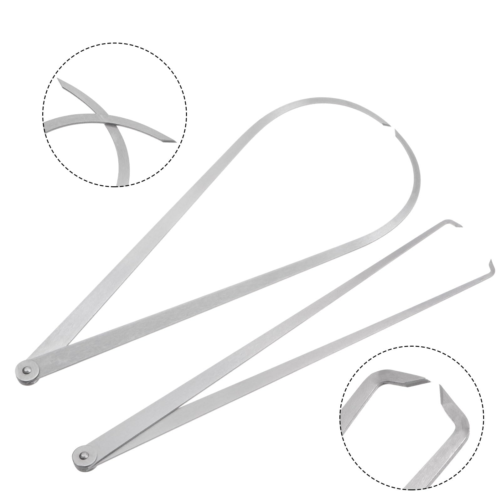 QUARKZMAN 2 Pezzi Calibro Fisso Interno/Esterno 600mm 24 Pollici Acciaio Per Utensili Giunto A Frizione Fisso Strumento Di Misurazione Interna Per Intagli Modellazione Scultura Argento