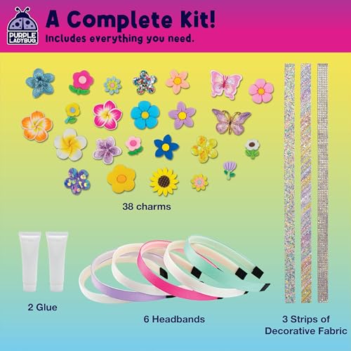 PURPLE LADYBUG DIY Headbands for Girls - Headband Making Kit, Decorative Craft Activity Set, Gift for Ages 6-9 Years Old, Christmas Gifts for Girls - Image 4