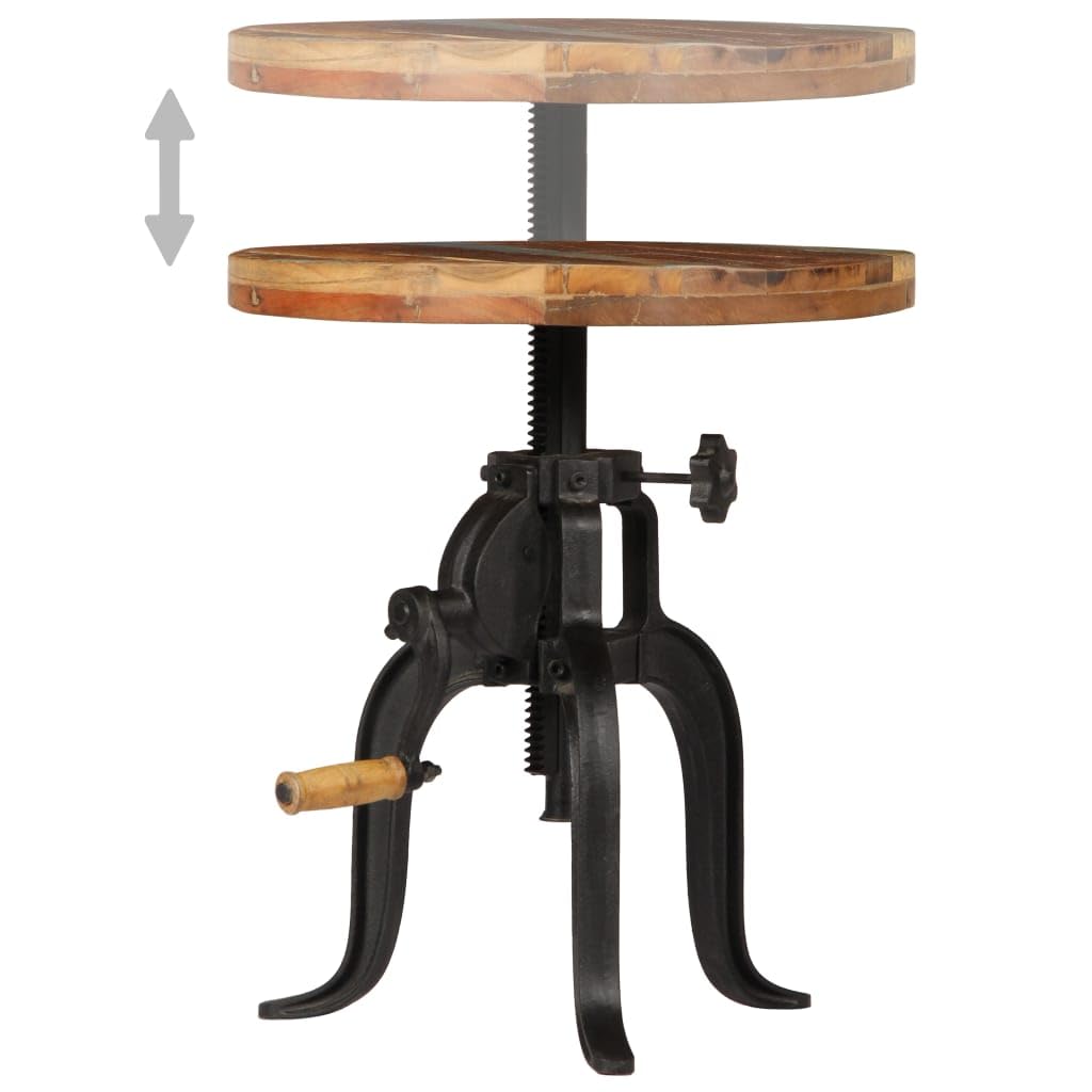 vidaXL Tavolino 45x(45-62) cm in Legno Massello di Recupero e Ghisa