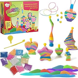 Kraftic Sand Art Kit Includes 10 Sand Bottles, 13 3.5 Ounce Bright Multicolored