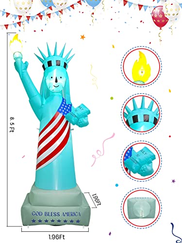 Torokom 8.5 Ft Patriotic Independence Day Inflatable Decorations, 4Th Of July Statue Of Liberty Inflatable Blow Up Yard Decorations With Build-In Led Lights For Garden Home Yard Indoor Outdoor Decor #TOP2