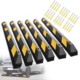 ECOSIGNS Heavy Duty Parking Bumpers - Rubber Parking Curbs 72 Inch Parking Stoppers for Garage for Car, Truck, Trailer, Driveway, Parking Lot, Home w/Yellow Reflective Stripe (6 Pack)