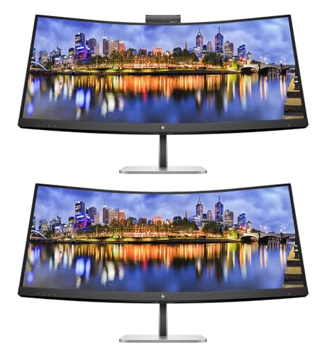 Image of HP Series 5 Pro 34-inch 534pm Curved 2K WQHD 1440P Conferencing Monitor, 2-Pack Bundle, Webcam, Mic, Speaker, Low Blue Light, HDMI, DisplayPort, USB Hub, USB-C with 100W PD, Dock, Daisy Chain