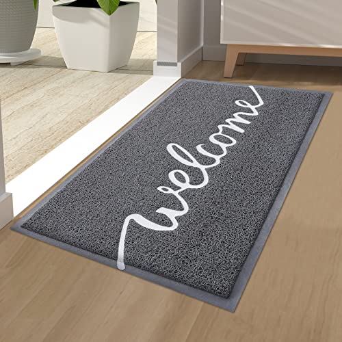 Homaxy Welcome Door Mat, Dirt Trapper Doormats Non-Slip Low Profile Durable Door Mat for Outdoor Indoor, Entrance, Patio