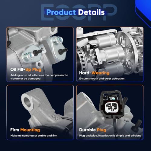 Image of ECCPP AC Compressor with Clutch Fit for Cadillac CTS 3.0L 3.6L 2010-2014 | Fast Cooling Air Conditioning Compressor