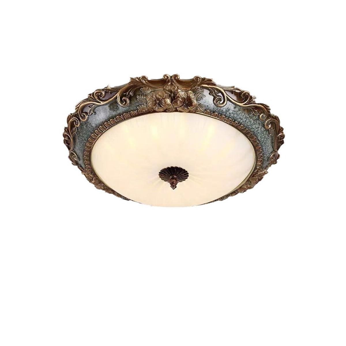 LANTANB European Style Study Dining Room Ceiling Lamp Glass Flat Lighting Indoor American Retro Ceiling Lights for Aisle Balcony